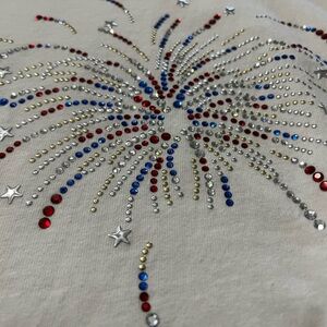 Christine Alexander White Tee with  Sparkly Fireworks, medium